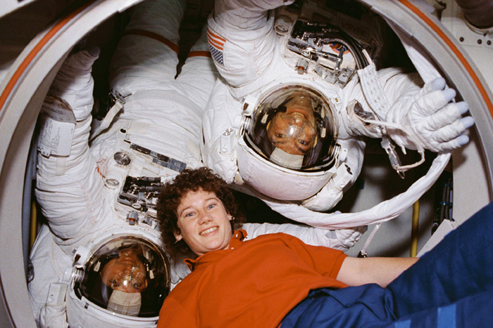 Space History Photo: Greg Harbaugh and Mario Runco Emerge from Airlock